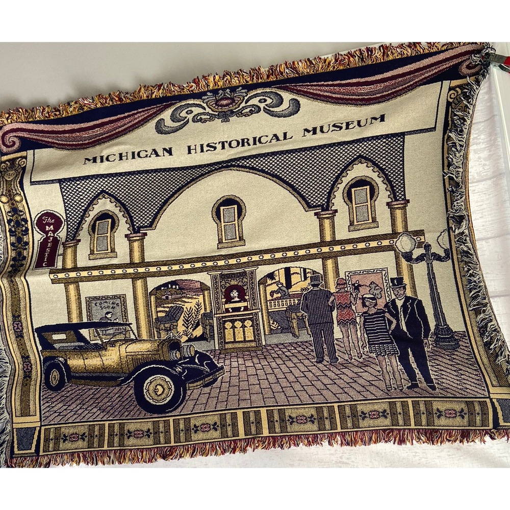 Michigan Historical Society 1920's Street Scene 50"x65" Throw Blanket‎ NEW